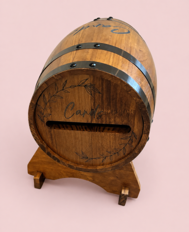 Wooden Barrel Card Box