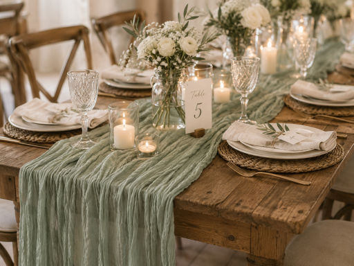 Sage Cheesecloth Table Runners