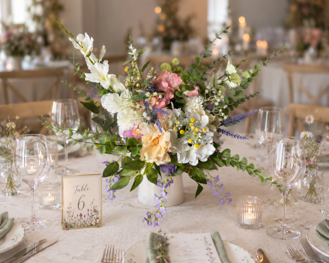 Faux wildflower centrepiece