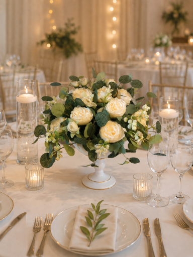 Faux Peony & Eucalyptus Centrepiece